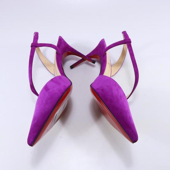 Richelieu Purple 85mm Platina Suede Slingback Pumps C369 - Picture 5 of 12